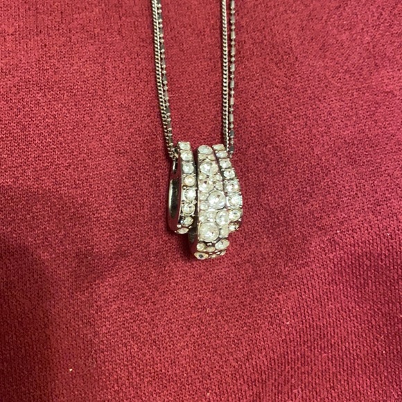 Long silver necklace with Diamond crusted tear drops by Banana Republic - Picture 2 of 4